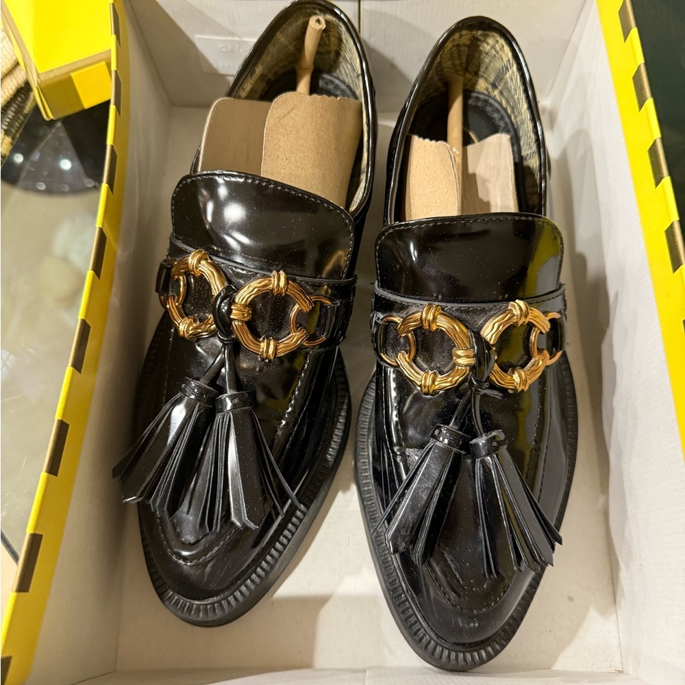 Circus by Sam Edelman Black Loafers with Gold Accents